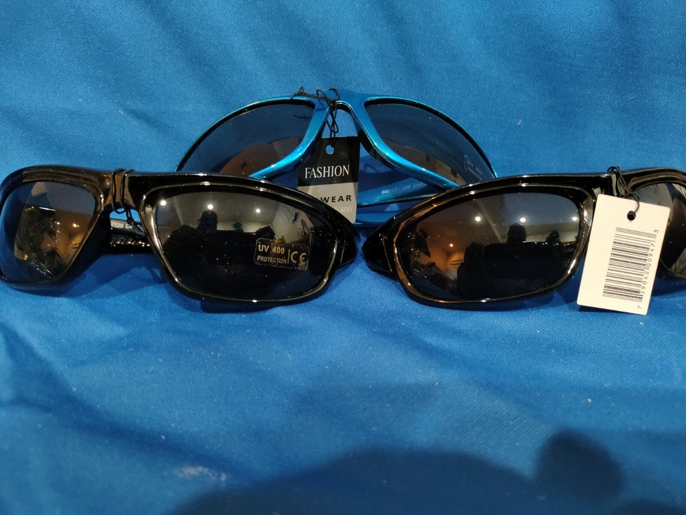 Lot of 3 Wrap around style SUNGLASSES in assorted styles and colors UV 400