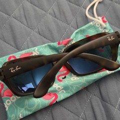 Ray-Ban RB4068 Polarized Square Sunglasses Brown Plastic Frame Green Lenses