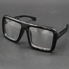 Oversize Thick Plastic Nerd Rectangular Horn Rim Clear Lens Glass