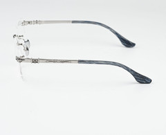 Chrome H Rimless Titanium Eyeglasses Silver Rectangle Optical Glasses