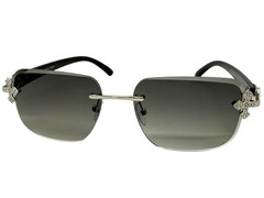 Classu Modern Retro Hardcore Hip Hop Rapper Pimp SUNGLASSES Rimless Silver Frame