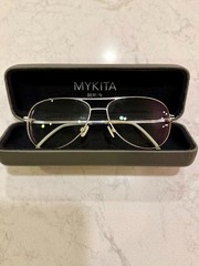 MYKITA Lite BENT Col 051 56/45 135 Silver Aviator Frame w/ Case