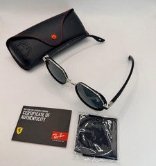 Ray-Ban RB3689 Scuderia Ferrari Sunglasses – Black / Silver Frame W/Black Lenses