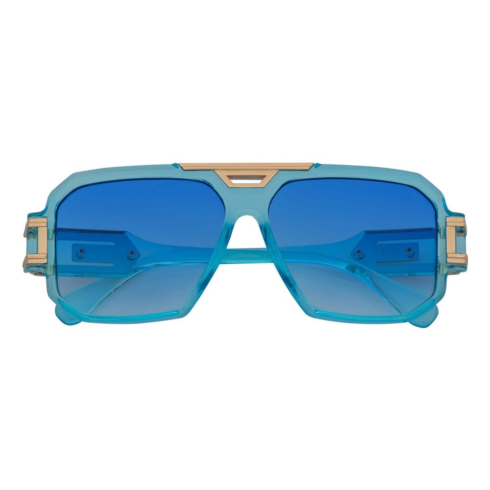 LEGEND – Retro Flat Top Square Blue Sunglasses Clear Blue-Fade Lens