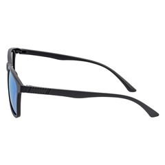 COMMUTER – Polarized Horn Rimmed Matte Black Sunglasses Blue Mirror