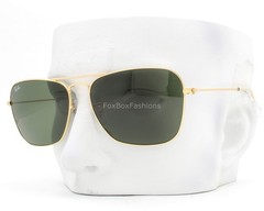 Ray-Ban Caravan Sunglasses RB 3136 001 Shiny Arista Gold Green Glass 58mm w/case