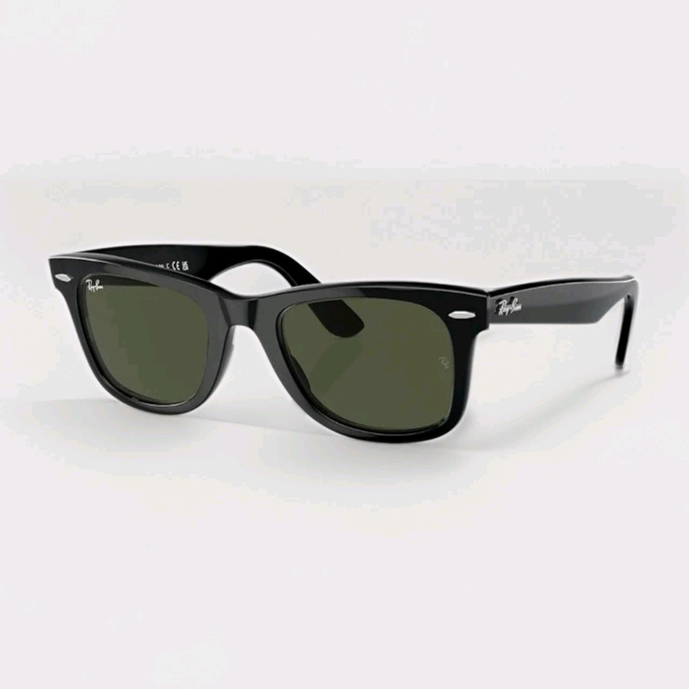 Ray-Ban RB2140 901 50-22 Wayfarer Green Lenses Unisex Classic Sunglasses – Black