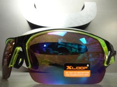New Mens WRAP AROUND SPORTY CYCLING FISHING HUNTING SUN GLASSES Neon Green Frame