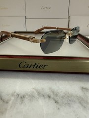 PREMIER DE CARTIER SUNGLASSES WOOD GOLD WITH Factory Mirror Lenses