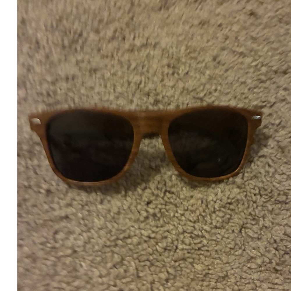 Empire Men’s Square Wood Grain Sunglasses Brown Frame Black Lenses UV Protection
