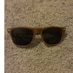 Empire Men’s Square Wood Grain Sunglasses Brown Frame Black Lenses UV Protection