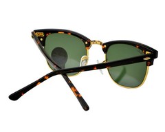 Ray-Ban RB3016 Clubmaster Sunglasses Tortoise Frame Green Lens 51mm