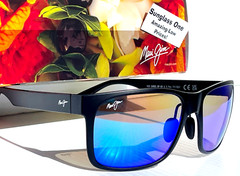 UK Maui Jim RED SANDS Matte Black POLARIZED Hawaii Blue Lens Sunglass B432-2M