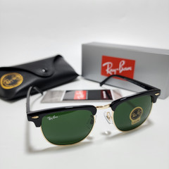 Ray-Ban RB3016 Sunglasses Clubmaster Classic Black Frame Glass Green Lens 51 mm