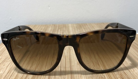 ITALY RAY BAN mock tortoise folding Wayfarer SUNGLASSES RB4105 710 54 mm w case