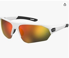 Under Armour Men’s Playmaker Wrap Sunglasses, Matte White/Black, 72mm, 10mm