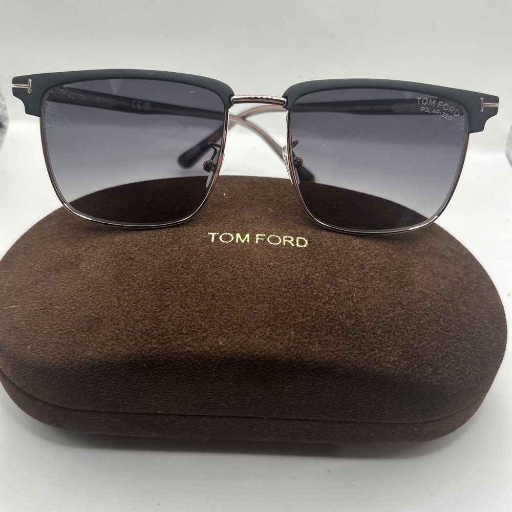 Tom Ford Hudson Polarized Smoke Gradient Square Men’s Sunglasses
