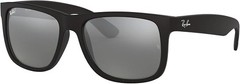 RAY-BAN, FRAME – MATTE RUBBER BLACK, LENSES – SILVER MIRROR, 622/55