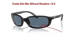 Costa Del Mar Brine Readers Sunglasses Matte Black Gray Plastic +2.50 w/case