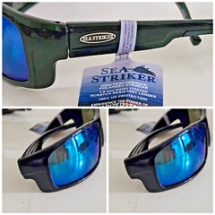 Sea Striker Polarized Sunglasses w Black Frames, Mirrored Lenses UV Protection