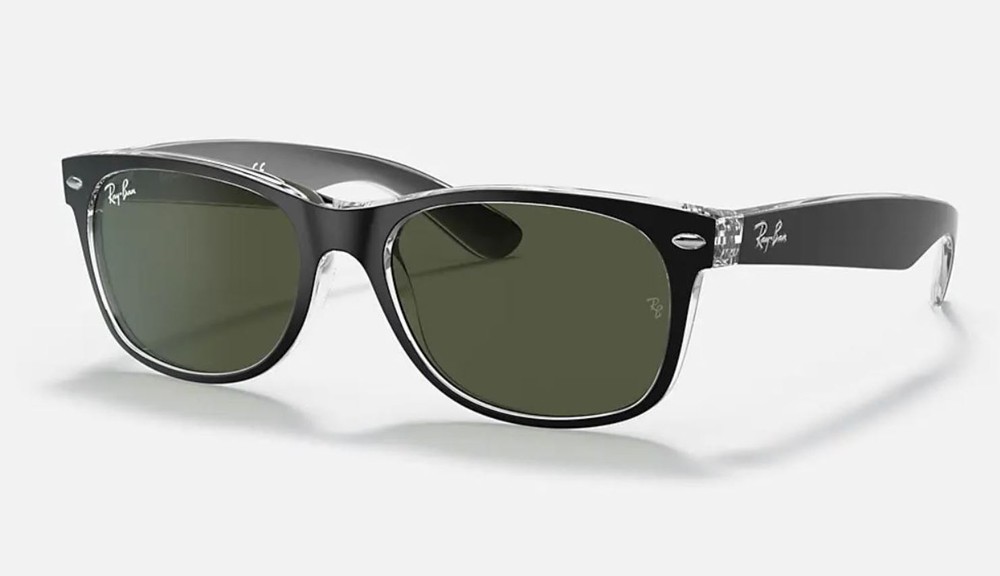 Ray-Ban New Wayfarer Color Mix Matte Black Transparent/Green 58 mm Sunglasses