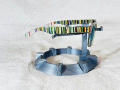 Custom PixelVivid Multicolor Solid Stripe Sunglasses with Blue Mirror Lenses