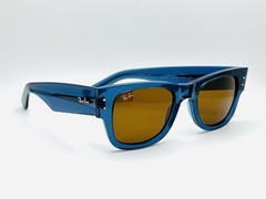 Ray-Ban Mega Wayfarer RB0840S 51mm Unisex Sunglasses – Blue Frame / Brown Lens