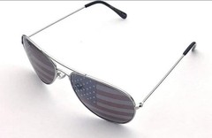2-USA Glasses American Flag Aviator Sunglasses Patriotic, United States. SILVER