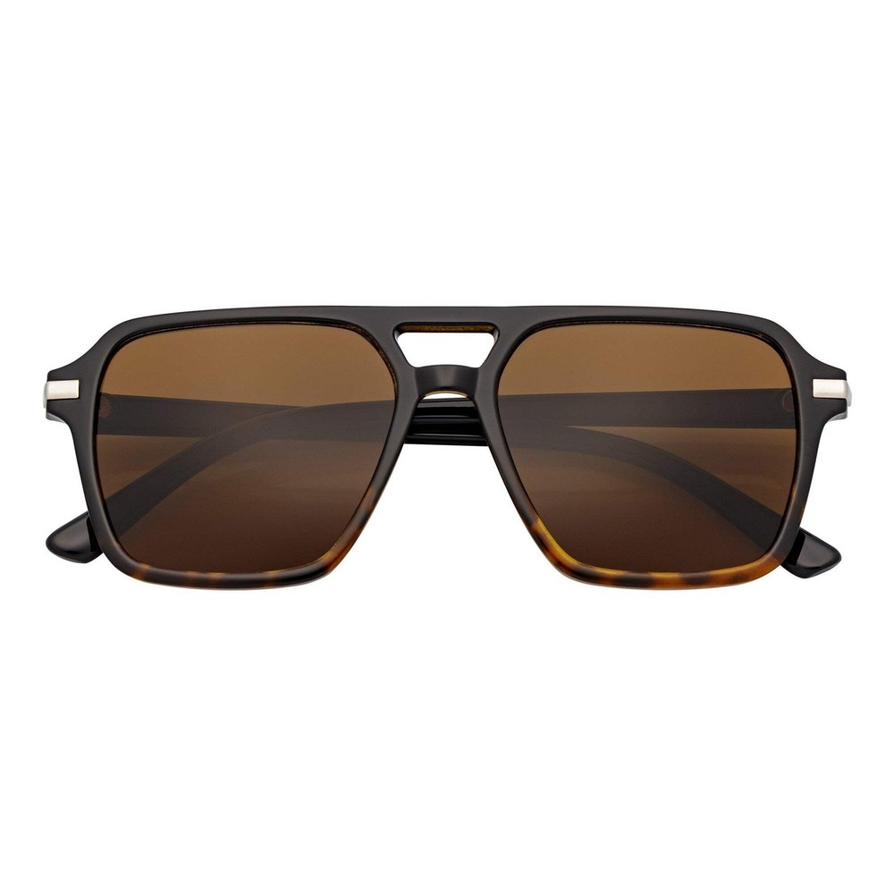 LUCCA – Classic Flat Top Square Aviator Black-Tortoise Sunglasses Brown Lens