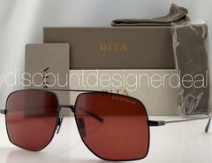 DITA Square Sunglasses Matte Black Burgundy Lens 60mm NEW ARTOA 88 DTS190-A-03