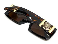 Men CLASSIC Vintage Retro Hip Hop Style SUNGLASSES Tortoise Frame Gold Medallion
