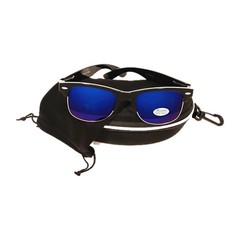 Browline Sunglasses W/Black SpringTemple Frame &Blue Mirror Polycarbonate Lenses