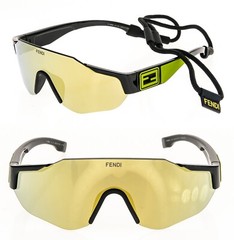 FENDI SPORT Baguette 40088 Black Gold Wrap Lanyard Mask Sunglasses FE40088U-Y