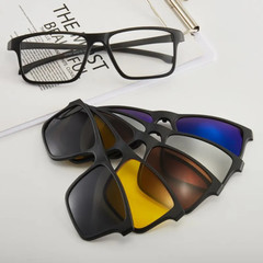 6 in 1 Men Women Polarized Optical Magnetic Sunglasses Clip Magnet Clip on Sungl