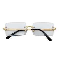 PREMIERE – Luxury 90s Small Metal Rimless Rectangle Glasses Gold Clear Lens