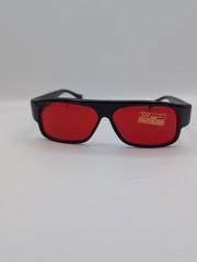 Y2K Black Flat Top Locs Sunglasses Red Colored Tint Lens Cholo Lowrider…