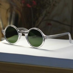 New round green sunglasses johnny depp crystal round glasses green glass lens