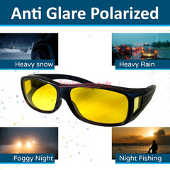 2 Pair HD Day Night Vision Glasses Driving Sports Wraparound Fit Over Sunglasses