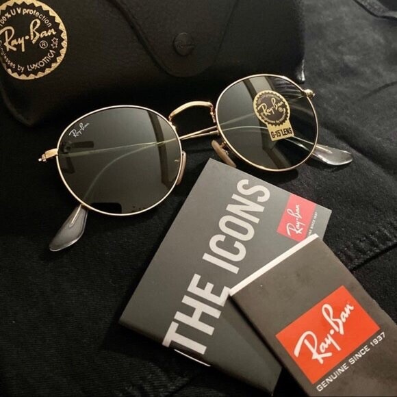 New Ray-Ban RB3447 Round Metal Green G15 Sunglasses