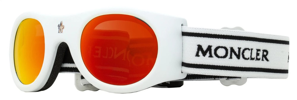 Moncler ML0051 21U White Mirror Ski Goggles Branded Round Sport Frame 55-26 sd*