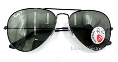 Ray Ban Aviator Black Classic Polarized Green Sunglasses RB3025 002/58 58 mm New