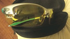 Cabela’s Lightweight Wrap Sunglasses Silver Plastic Frame Yellow Plastic Lens