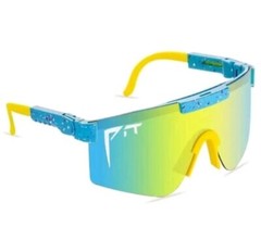 Sports Sunglasses UV400 Cycling Baseball Golf Running Skiing, Blue And Yellow