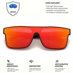 Classic Square Sports Sunglasses – One-Piece Lens, UV400 Unisex Comfort Fit