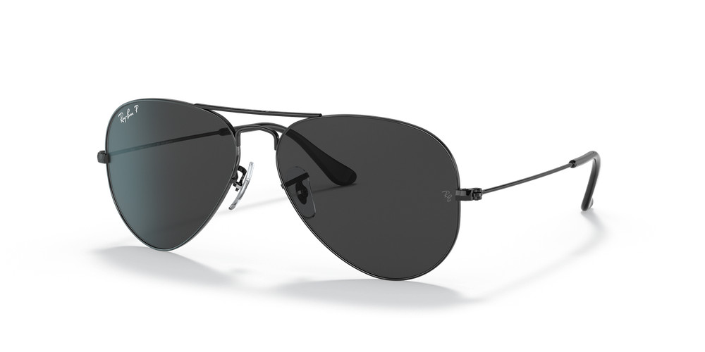 Ray-Ban Aviator Total Black Polarized 58 mm Sunglasses RB3025 002/48 58-14
