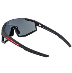 PRADA 04W Linea Rossa IMPAVID Sport Sunglass Black Blue Mirror Pilot Wrap PS04WS