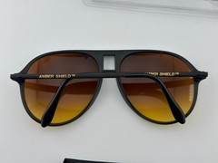 Vintage 80s AMBER SHIELD As Seen On TV Sunglasses NIB Amber Aviator Driving G…