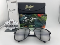 MAUI JIM 2ND REEF MJ 607-02 SATIN BLACK NEUTRAL GREY POLARIZED AVIATOR SUNGLASSE