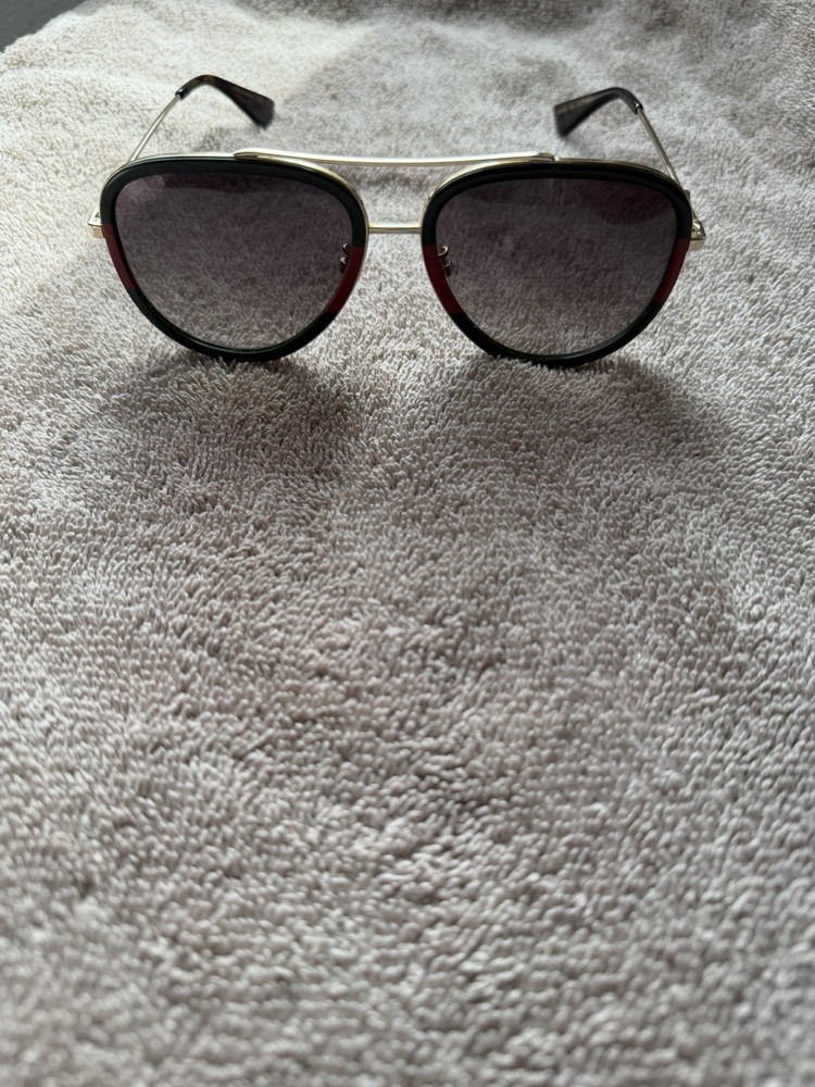 GUCCI GG0062S 003 Gold Green Red Web Aviator Sunglasses 57-17-140 w/ Velvet Case
