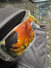 Oakley Oil Rig Polished Clear Frame Fire Iridium Lens Chrome Icons RARE
